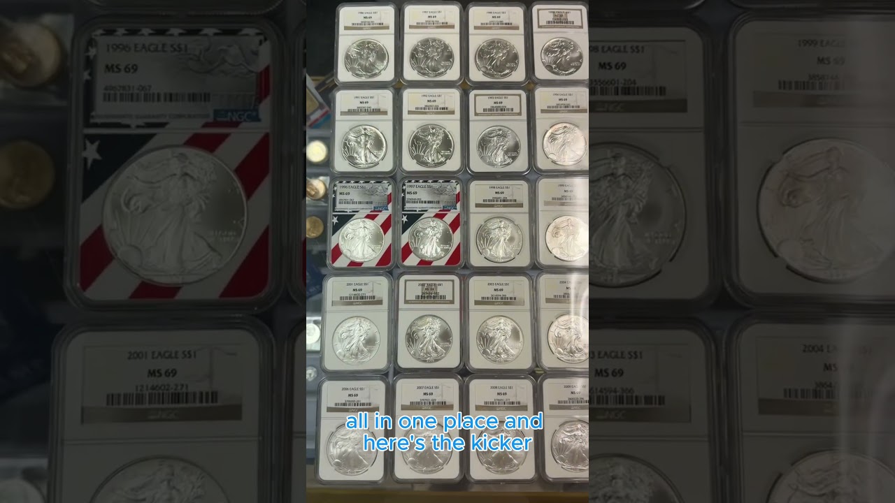 1986 ➡️ 2025 &hellip; every American Silver Eagle. All MS69/MS70. Absolute 🔥 set #gold #silver #finance