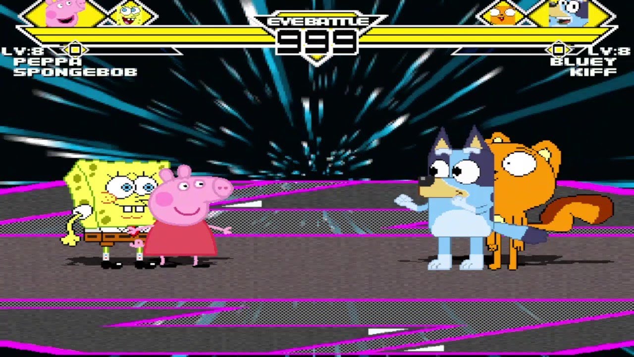 Peppa Pig & Spongebob VS Bluey & Kiff | MUGEN IKEMEN GO