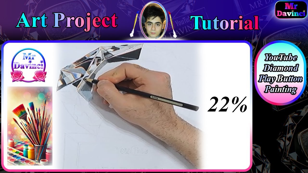 HOW TO DRAW YouTube Diamond Play Button, A Must-Try Project! ✨🔥 4th Day