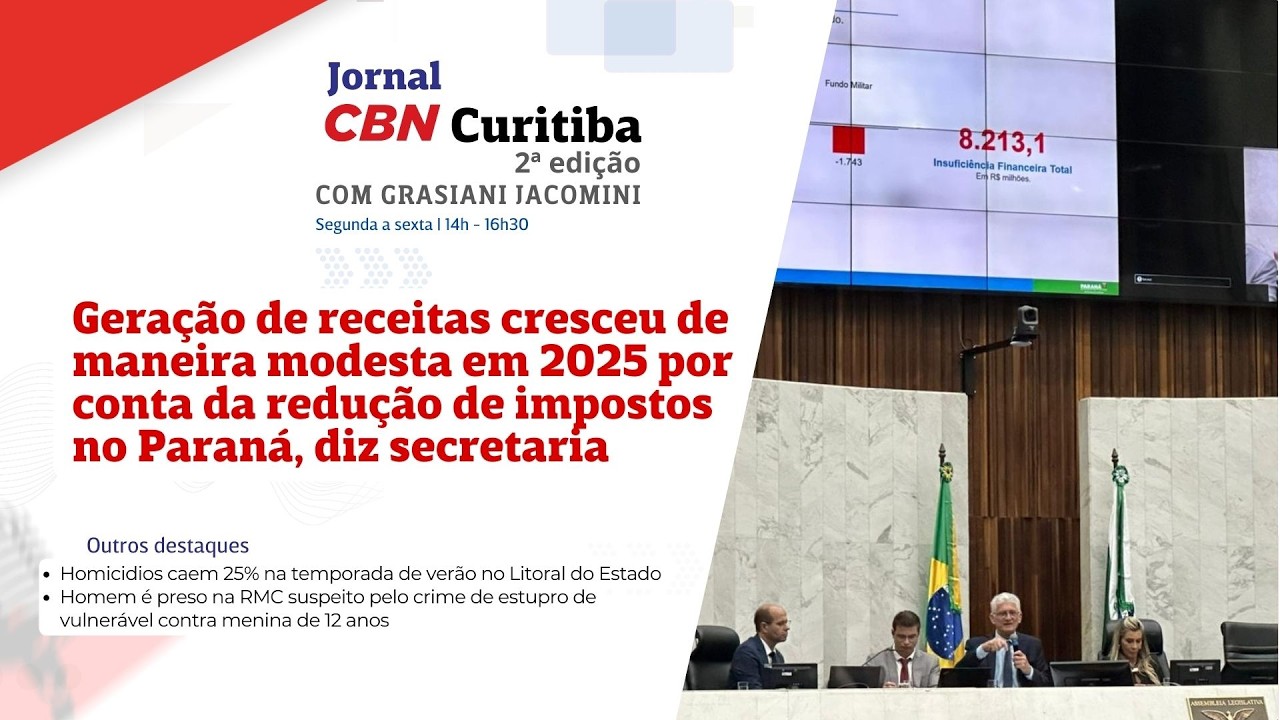 Geração de receitas cresceu de maneira modesta no Paraná - CBN Curitiba 2ª Edição | 24/02