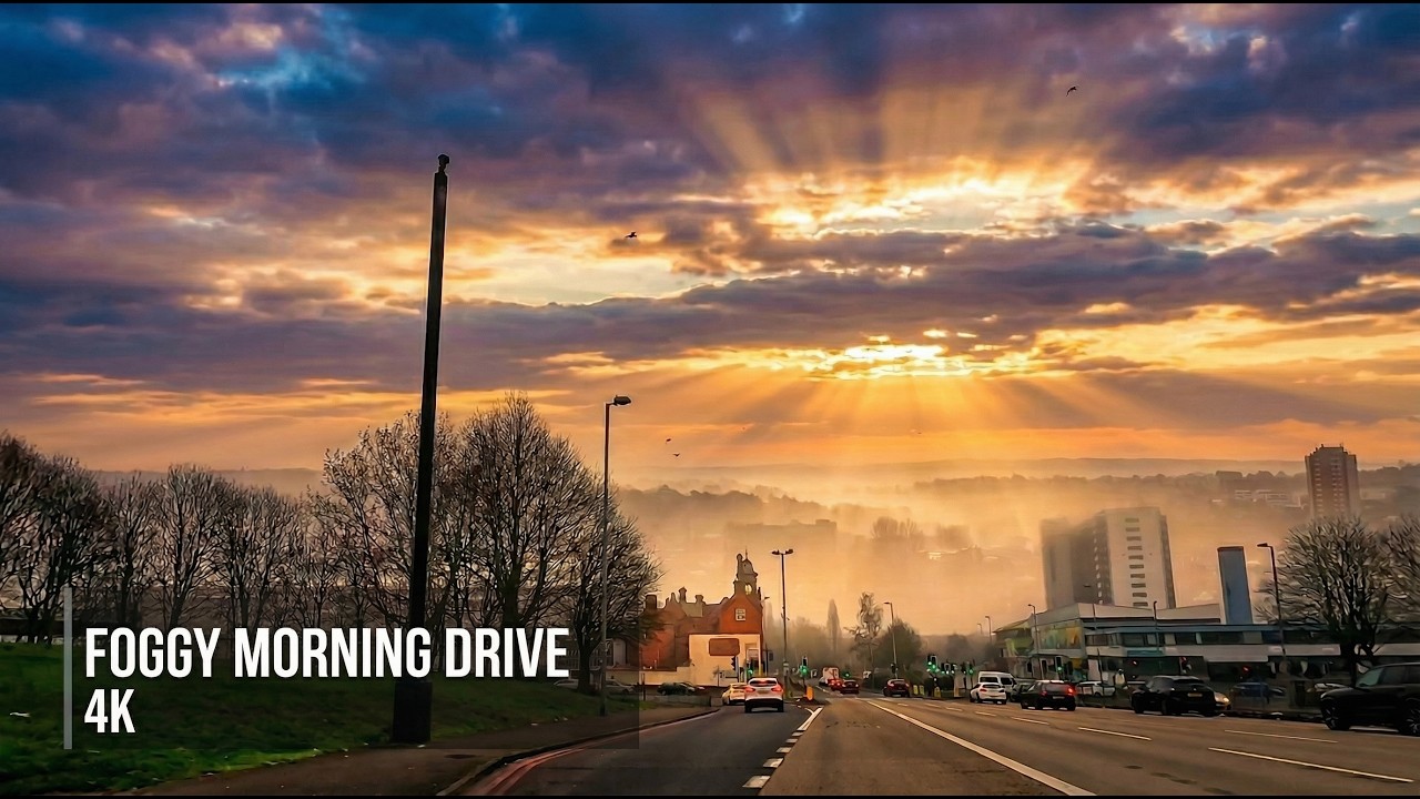 Foggy Morning Drive with calm Piano music | 4K relaxing Video | POV