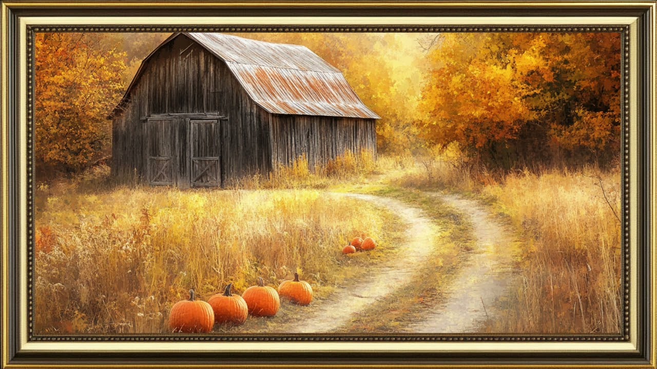 Cozy Autumn Barn 🍂 Vintage Fall Landscape | Frame TV Art 4K | Fall TV Screensaver
