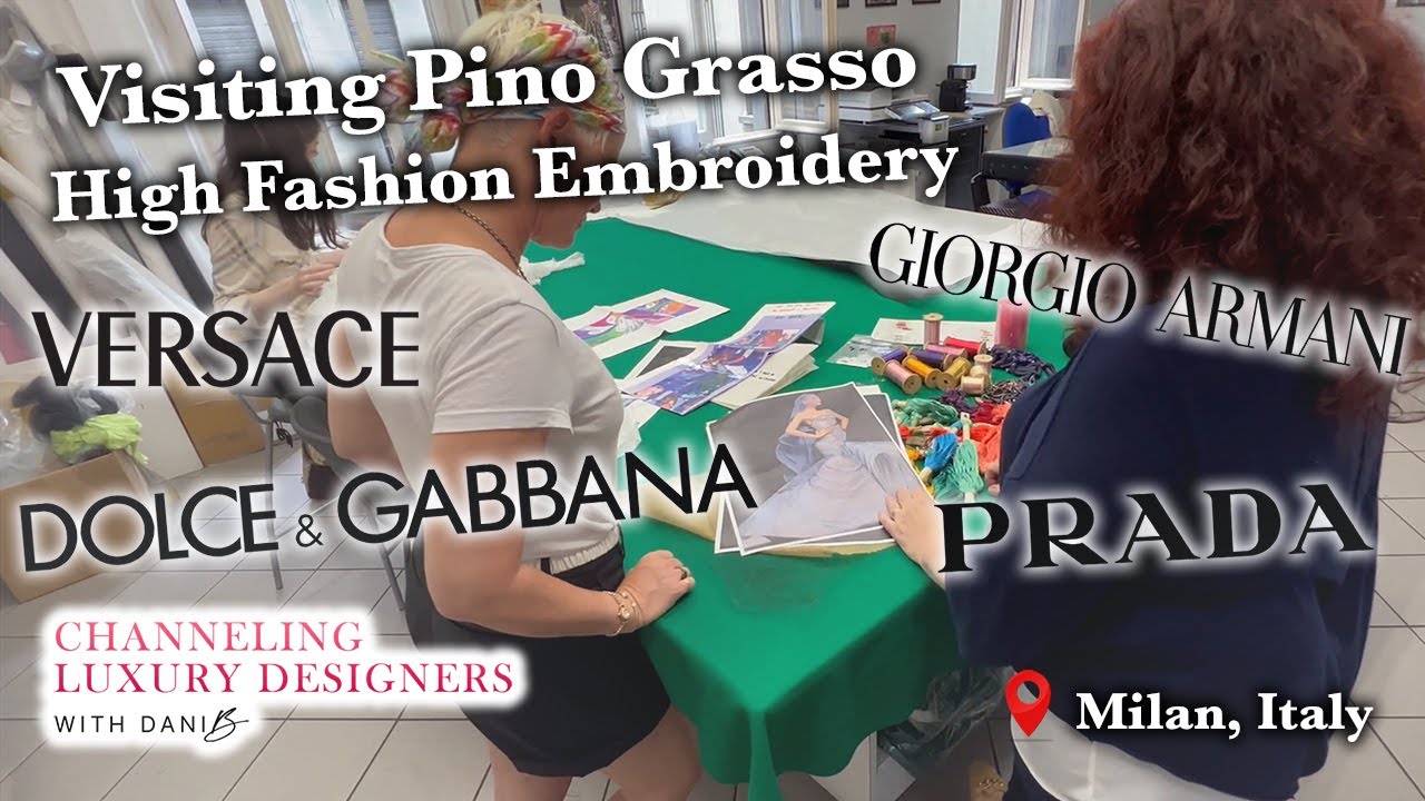 Grasso Pino EMBROIDERED DESIGNS for Prada, Versace, D&G, Louis Vuitton, RED CARPET, Golden Globe +!