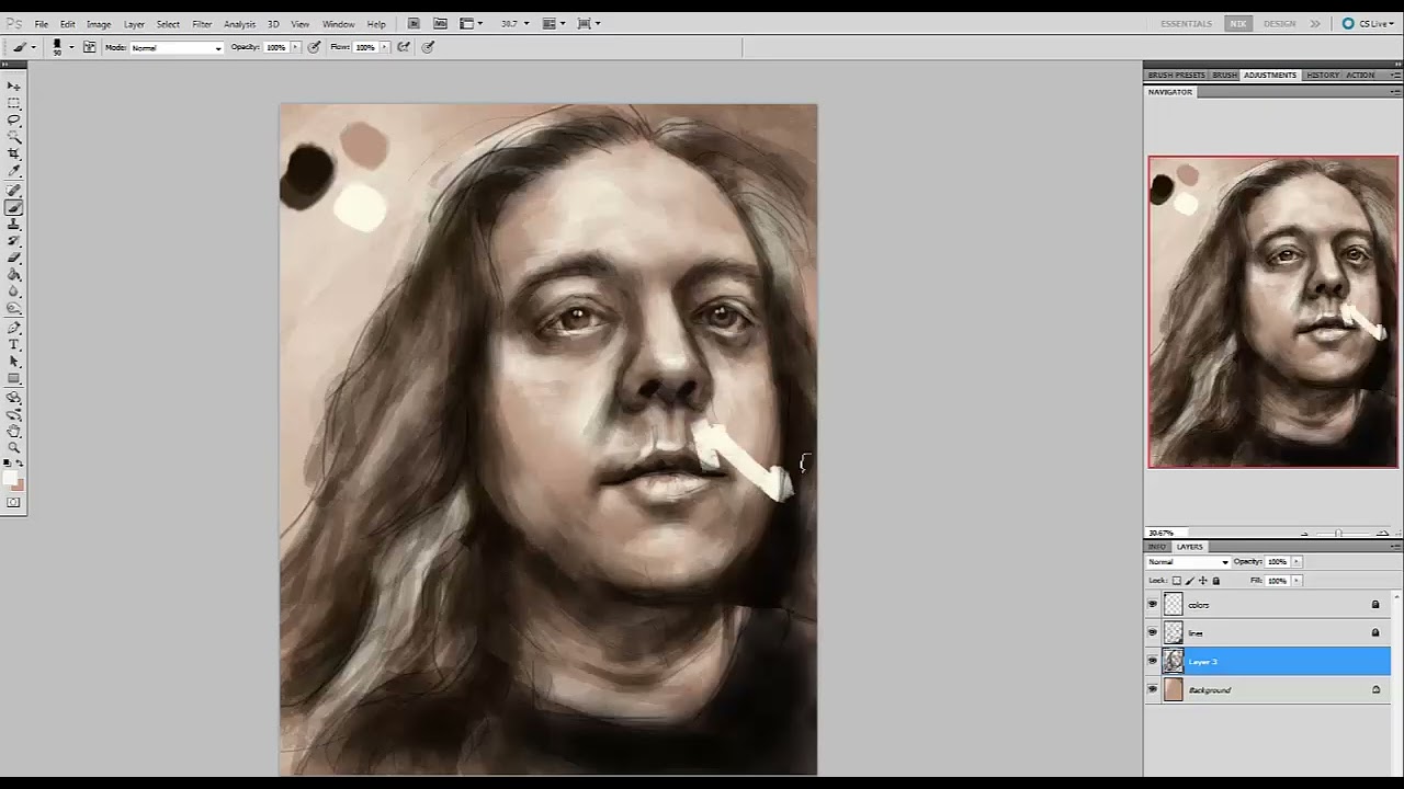 Digital Photoshop portrait painted with Wacom tablet
