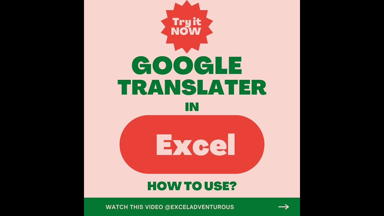 How to use Google Translator in Excel?