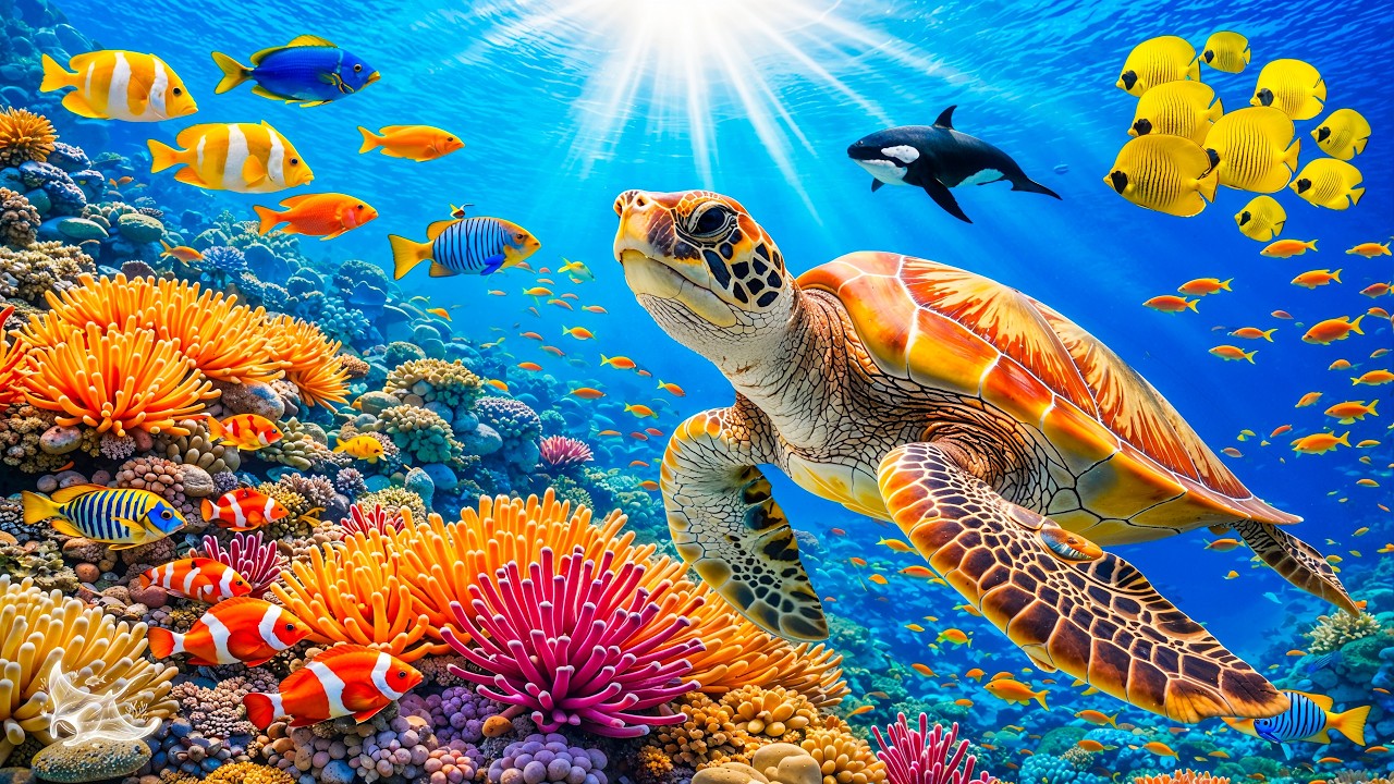Relaxing Ocean Music 🐠 4K Sea Life for Deep Sleep & Stress Relief 🐢 Turtles and Tropical Fish