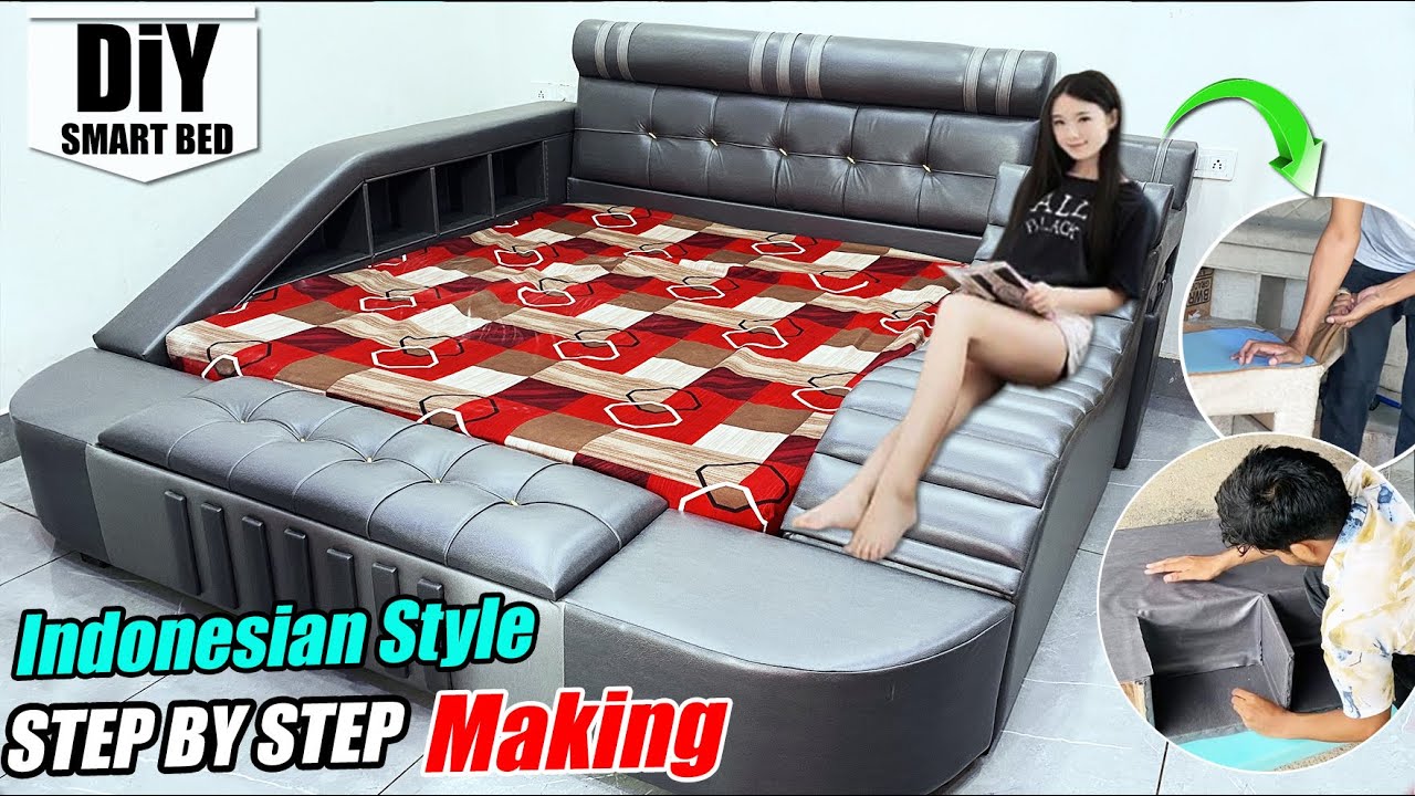 ALL IN ONE Indonesian Multi-functional Smart Bed  with Genuine Leather other Utilities by/ MaanClips