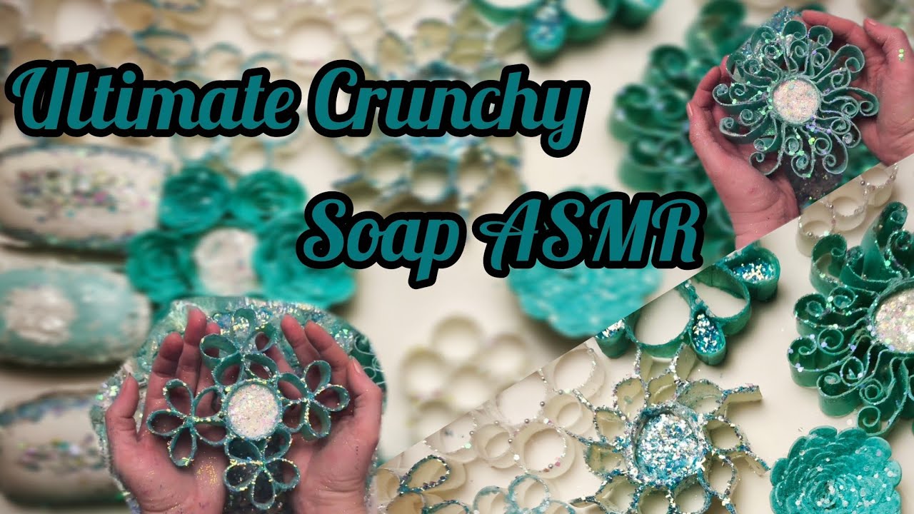 Turquoise & White Crunchy Soap ASMR 🧼✨Satisfying Soap Crushing #asmrsoapsymphony #oddlysatisfying