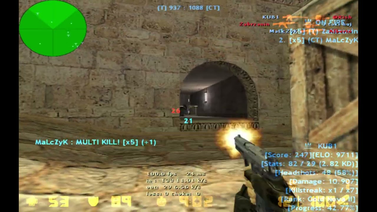CS 1.6 Multi-head Deathmatch De_dust2 Gameplay M4 USP