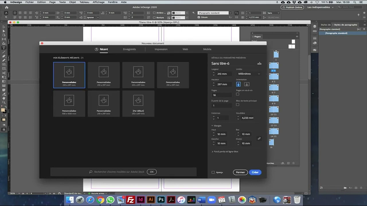 InDesign pages en vis &agrave; vis et pages en recto verso