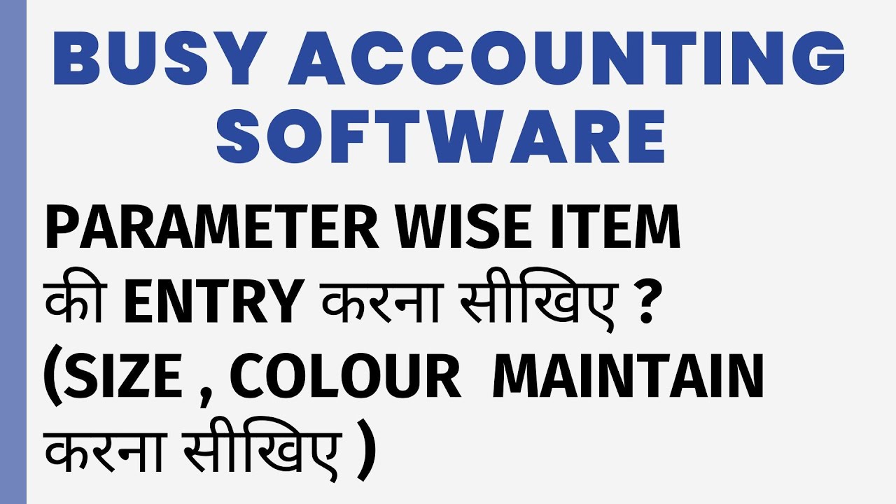 PARAMETER WISE DETAILS IN BUSY SOFTWARE