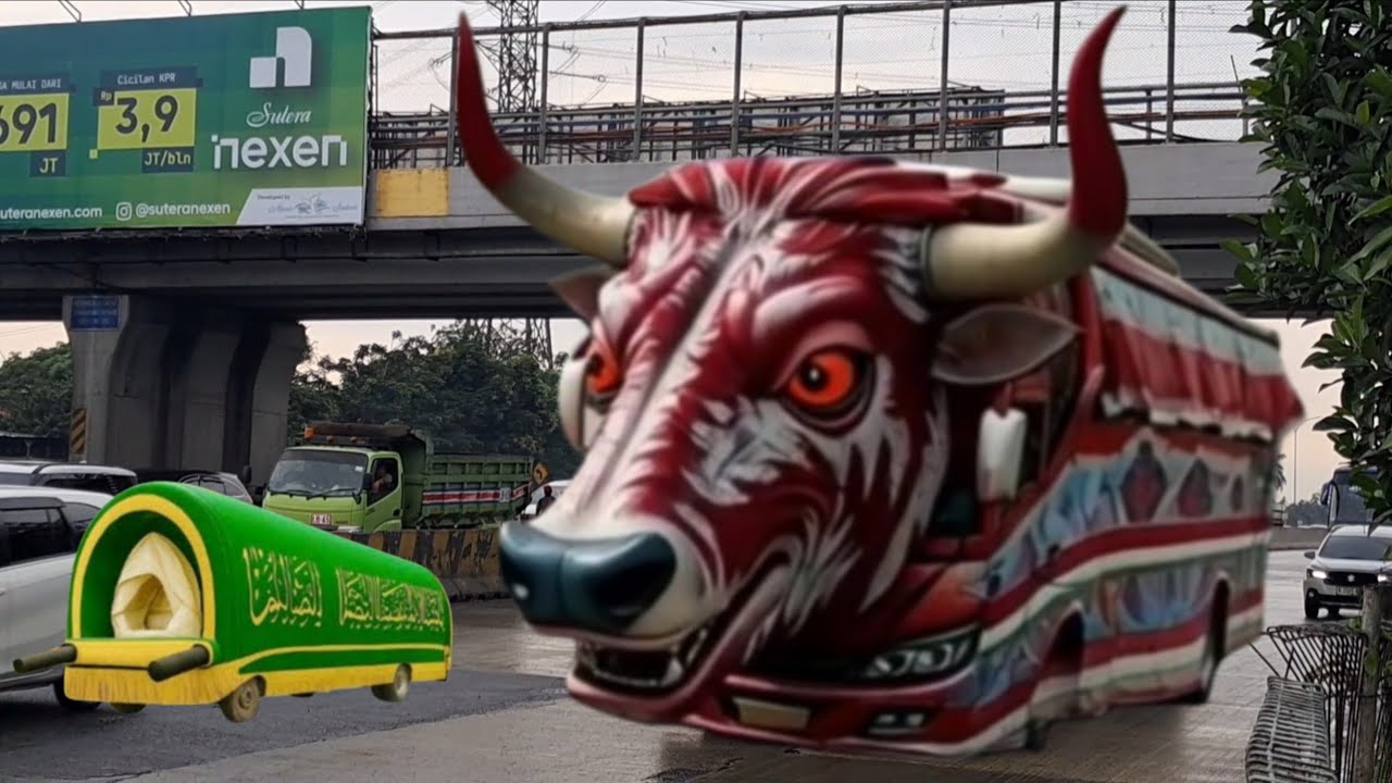 Wow disini ada truk kontainer besar,truk teronton,bus telolet,berubah barongan vs truk tema tayo
