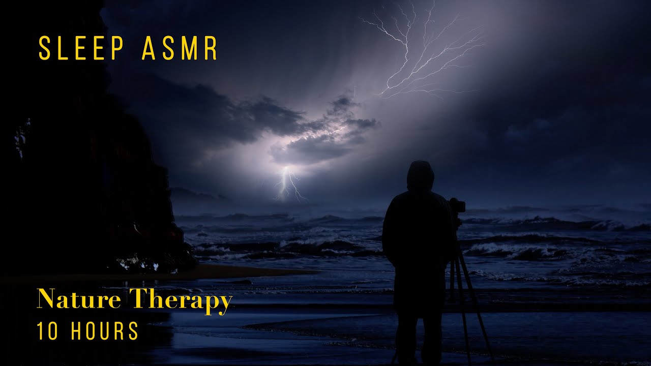 Nature Sounds Sleep ASMR | Lightning Stormy Ocean Waves, Rolling Thunder & Rain Sounds for Sleep