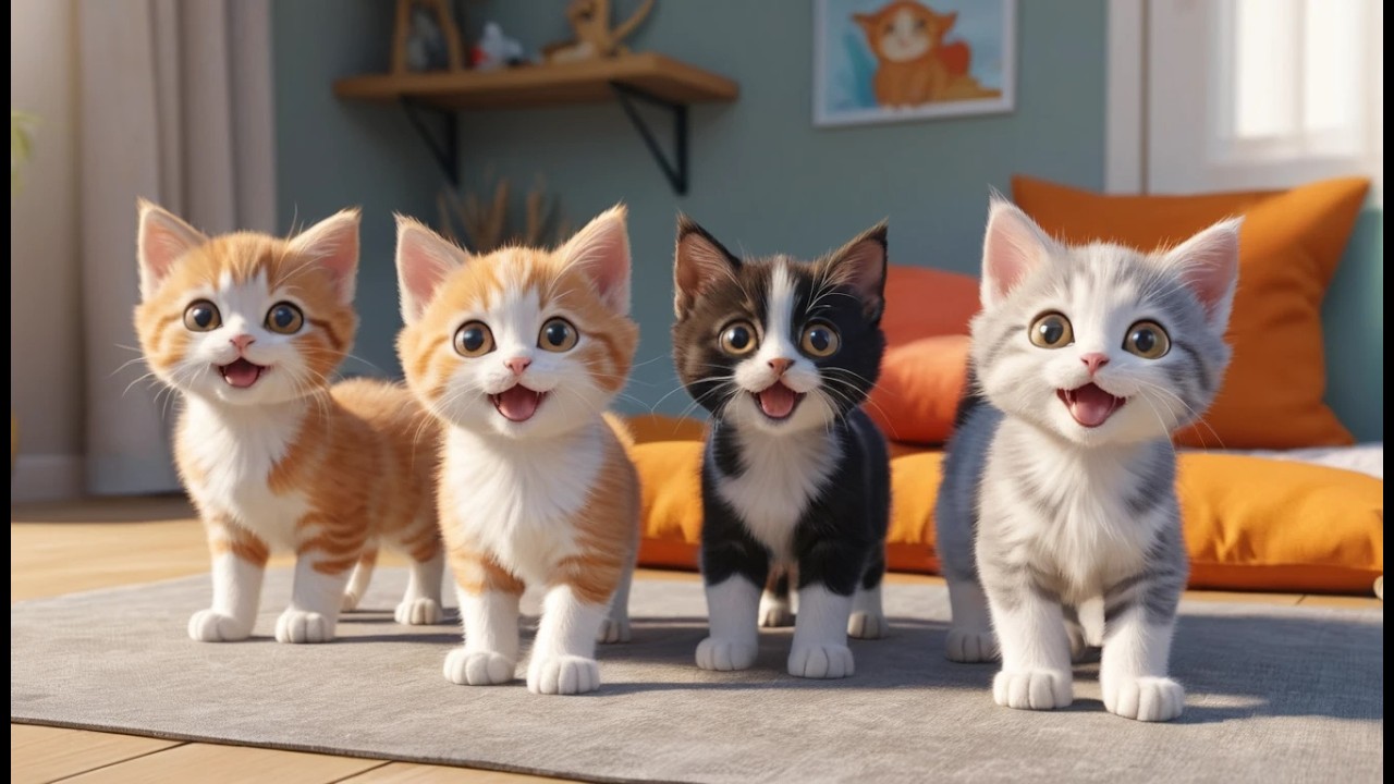 Five Little Kittens Go Meow Meow Meow | Cute Cat Song & Nursery Rhymes