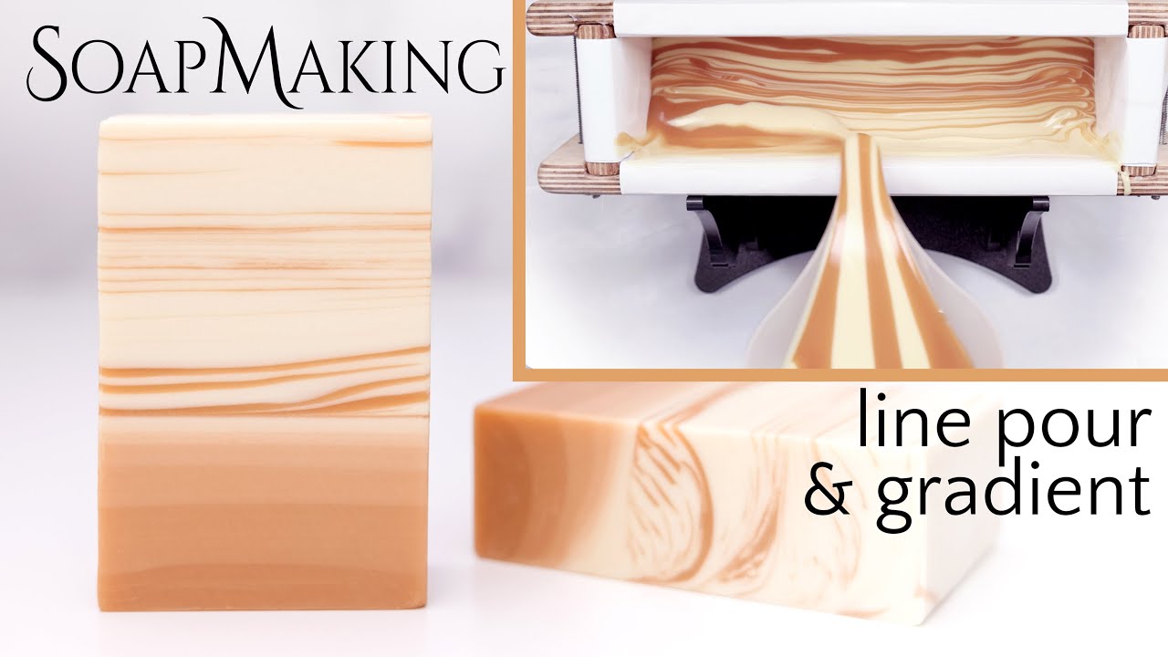 Line Pour with Gradient Soap Making | Orange Cedarwood Soap