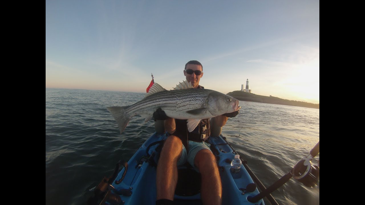 Kayak Fishing Montauk Point with Umbrella Rig Stripers and Bluefish