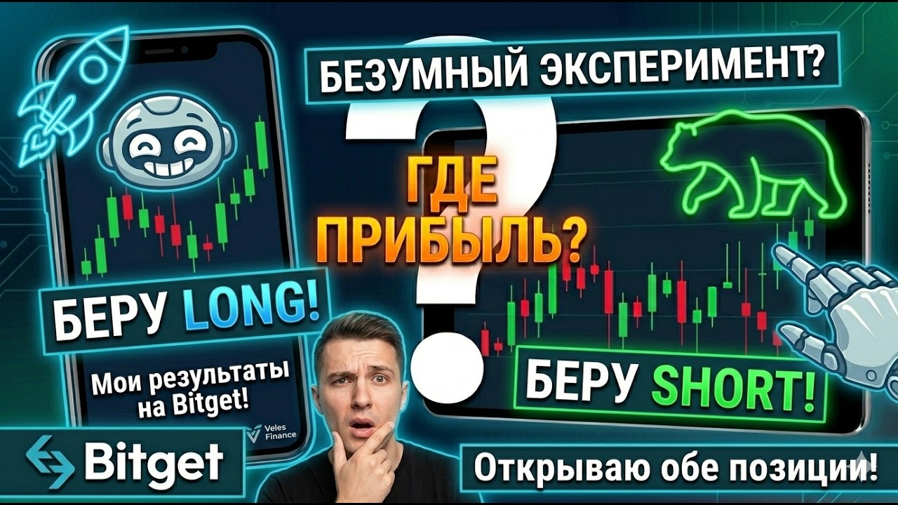Лудомания на Veles и Bitget? 🚀 Открываю LONG и SHORT одновременно!  Безумный эксперимент на 100 USDT