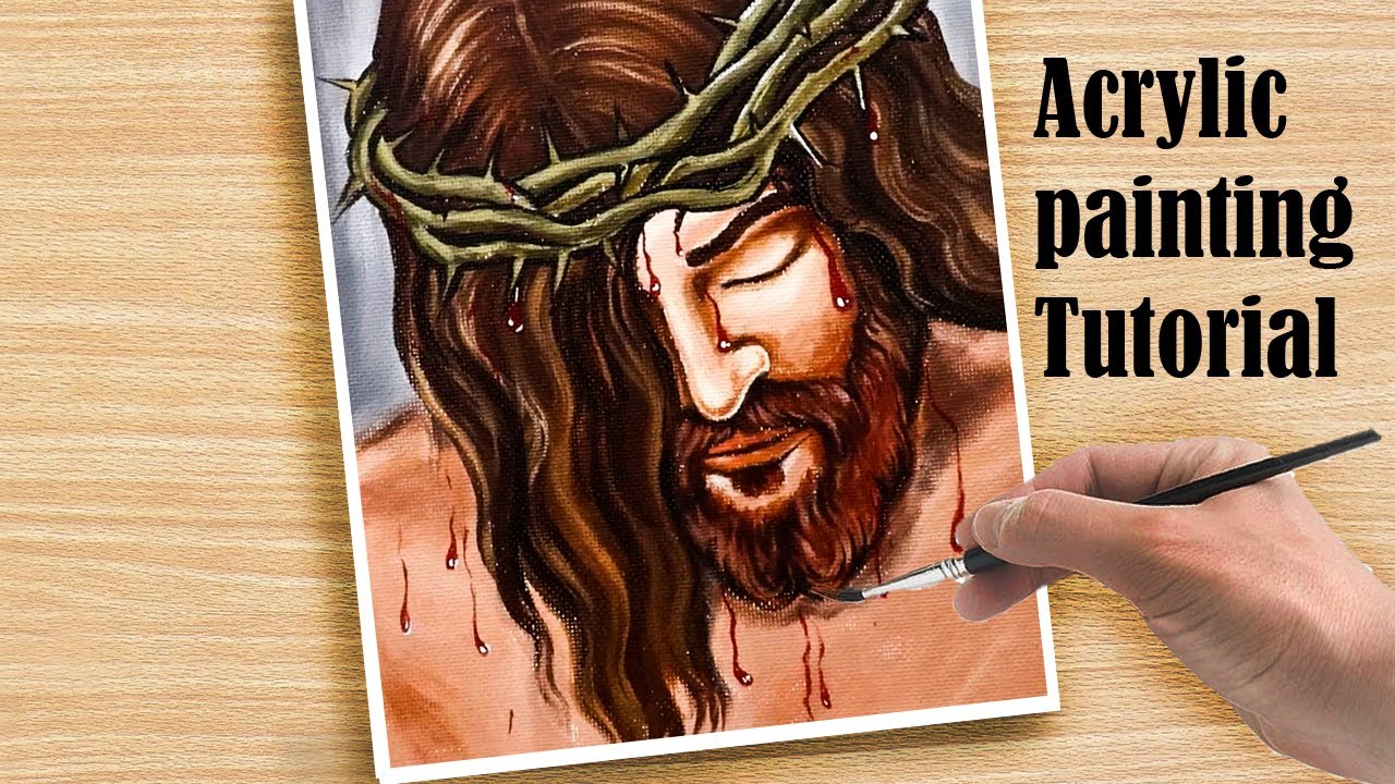 How to draw Jesus Christ | Easy Acrylic Painting Step By Step Tutorial For Beginners