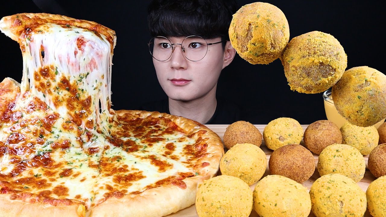 치즈피자 뿌링 치즈볼 먹방ASMR MUKBANG CHEESY PIZZA & CHEESE BALLS チーズピザ チーズボール Phô mai Keju ชีส eating sounds