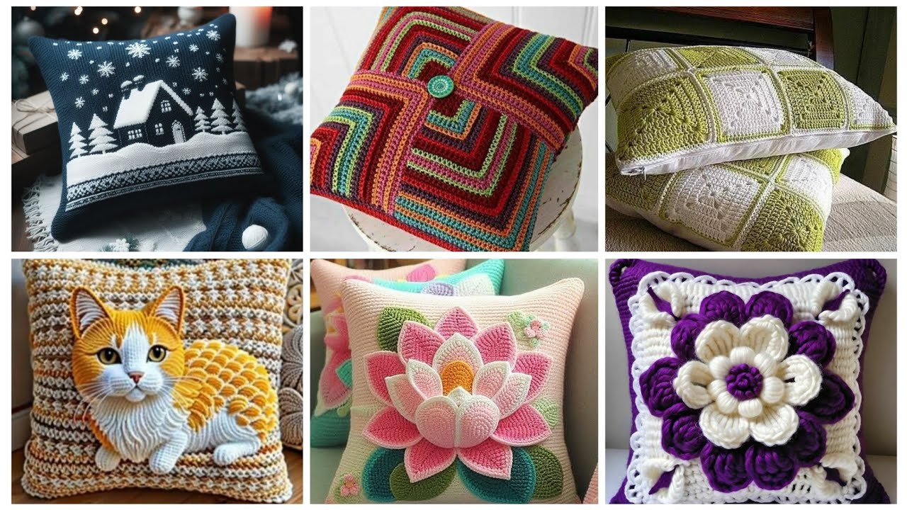 Gorgeous crochet cushion covers design 