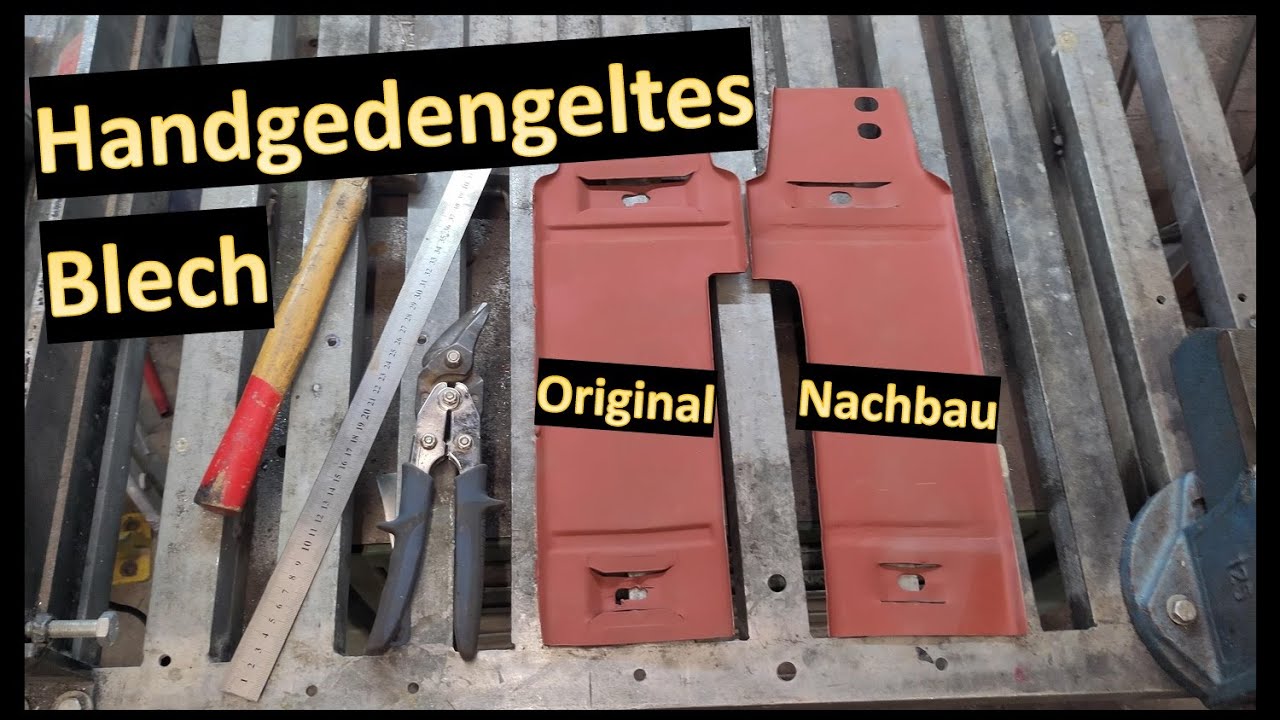 Handgedengelte Reparaturbleche für den Unterboden und NOS Ford Bleche für den Vorderwagen