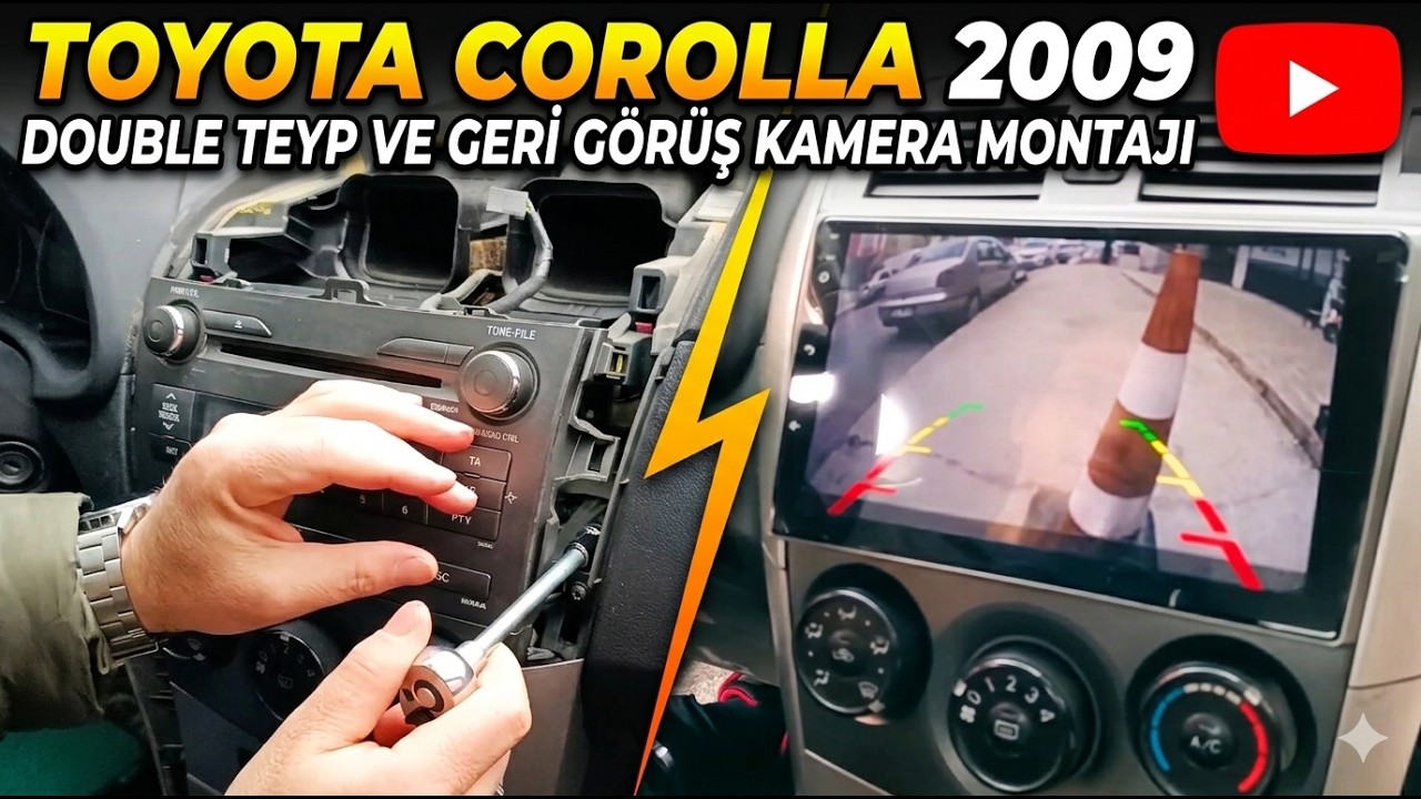 Toyota Corolla 2009 Teyp ve Cam. montajı(Toyota Corolla 2009 Tape and Cam. installation) 