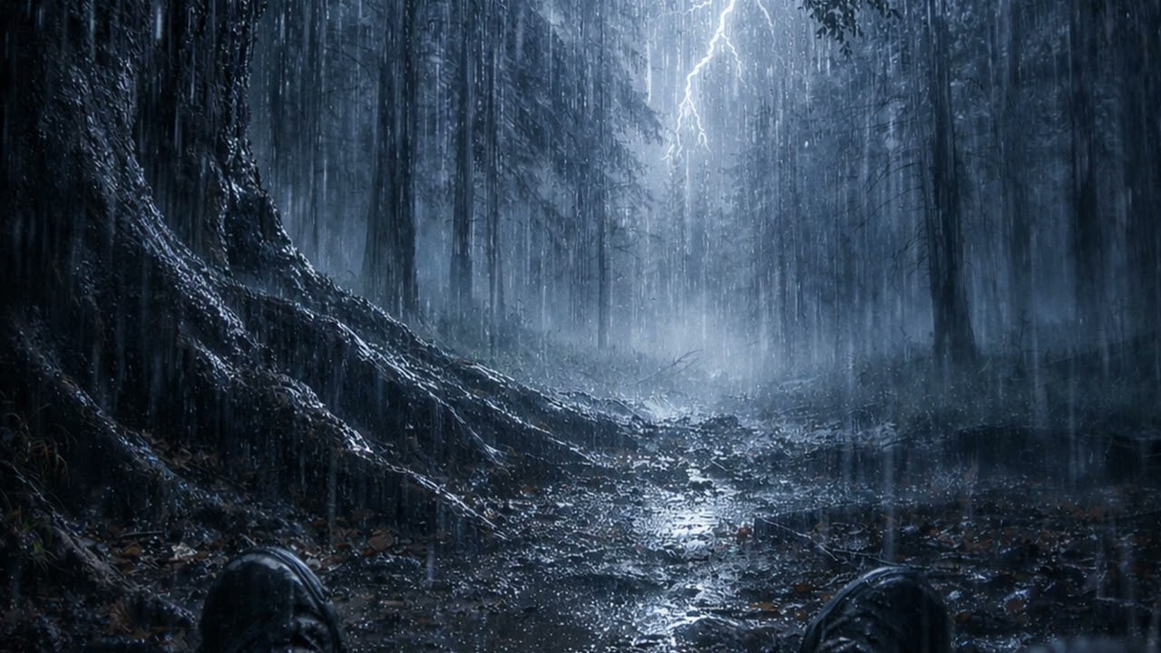 Dark Forest in the Rain with Lightning – Atmospheric Relaxation