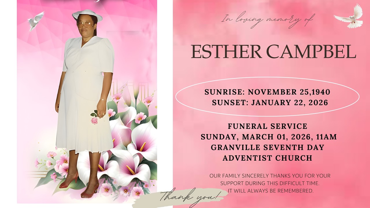 In Loving Memory of Esther Campbell || Sunday, March 01, 2026 at 11:00am