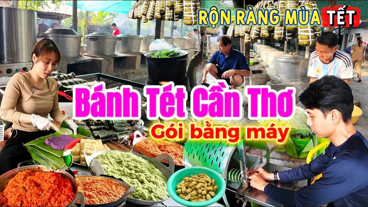1099. Cần Thơ - Cách gói bánh Tét bằng máy duy nhất tại Cần Thơ chuẩn bị cho khách đón Tết 2026