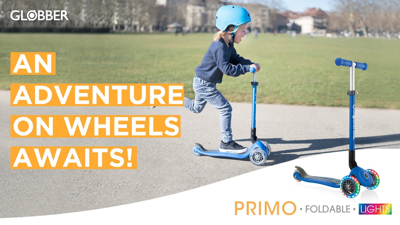 Globber PRIMO FOLDABLE LIGHTS 3 wheel foldable scooter for kids 2019 film