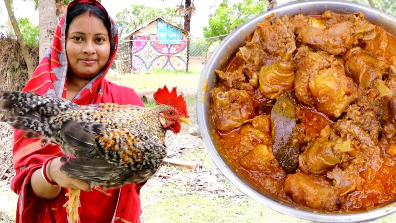 গ্রাম্য পদ্ধতিতে সম্পূর্ণ বাটা মসলায় ঘরোয়া দেশি চিকেন  কারি রেসিপি||country chicken curry recipe