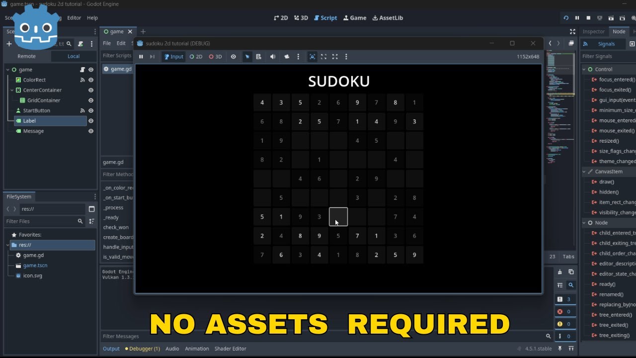 Godot Tutorial: Code Sudoku (No Assets Needed)