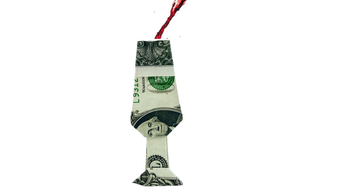Money Origami Wineglass