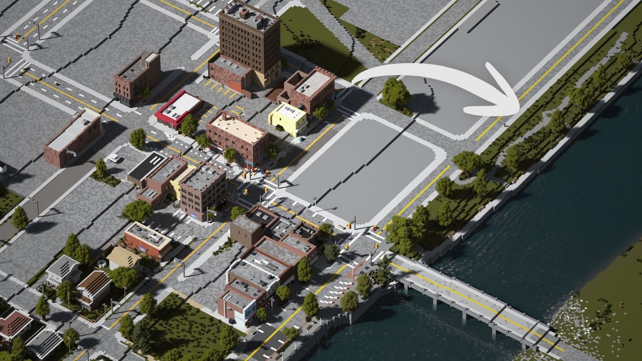 Building a Realistic Minecraft City Riverfront (No Commentary)