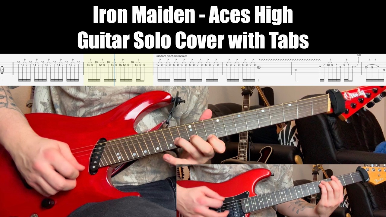 Iron Maiden - Aces High - Guitar Solo Cover w/ Play-Along Tabs
