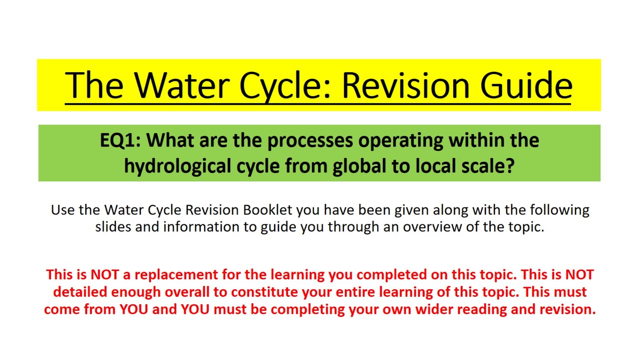Edexcel A Level Geography - Water Cycle EQ1 Revision