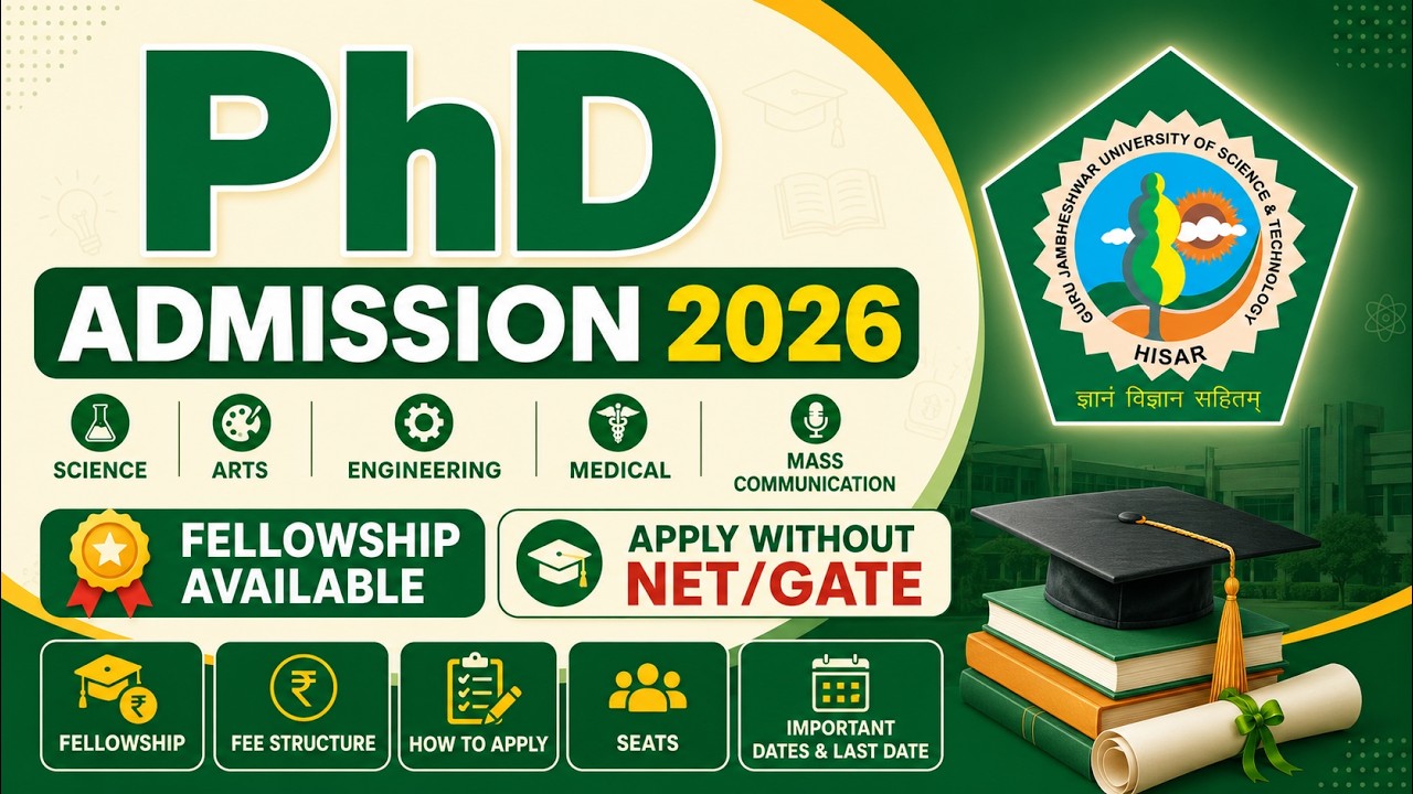 Guru Jambheshwar University GJUST PhD Admission 2026-27 Notification Eligibility, Seats & Fellowship