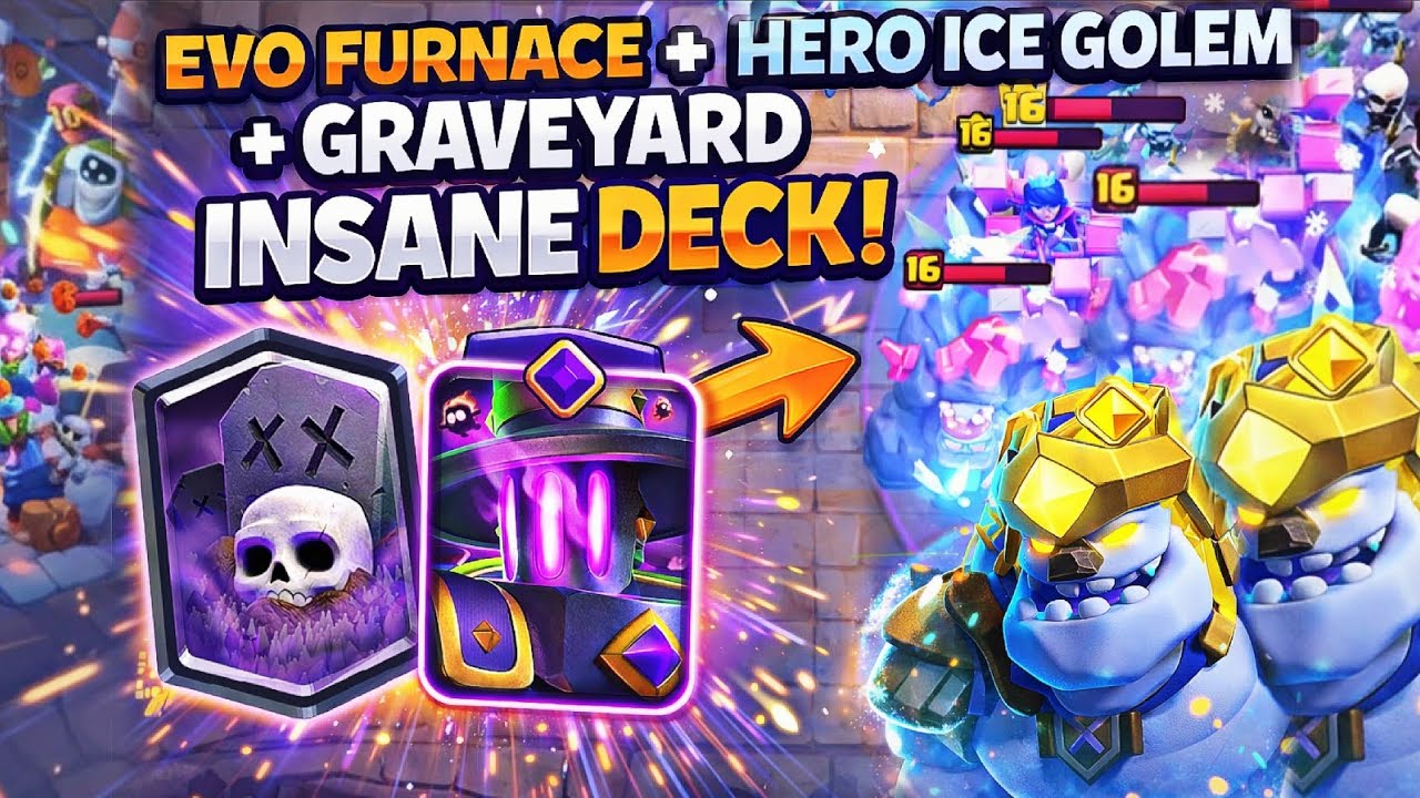 💥 This EVO Furnace Graveyard Deck Is BROKEN&hellip; | Hero Ice Golem Gameplay