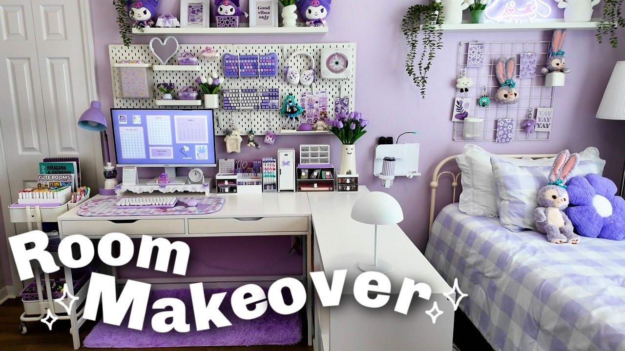 aesthetic room & desk makeover 🎀 cozy & pinterest inspired, ikea + amazon haul
