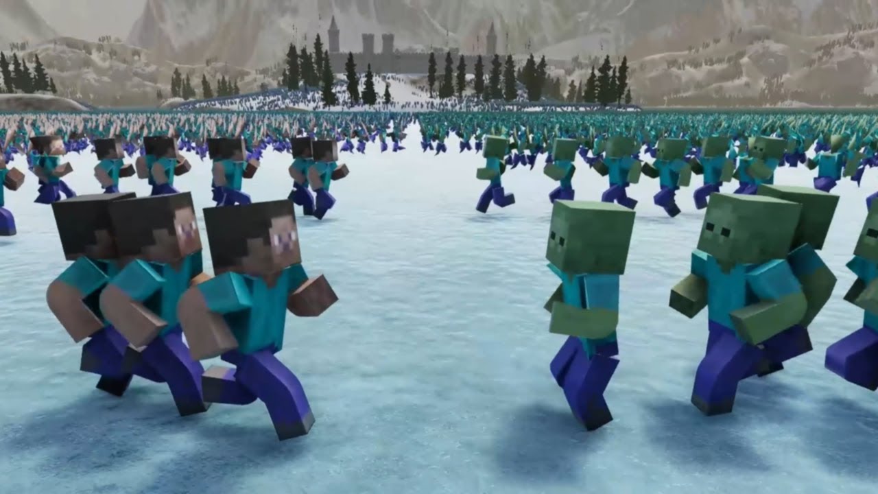 1000000 Steve Minecraft vs 1000000 Minecraft Zombies Ultimate Epic Battle Simulator 2 UEBS 2