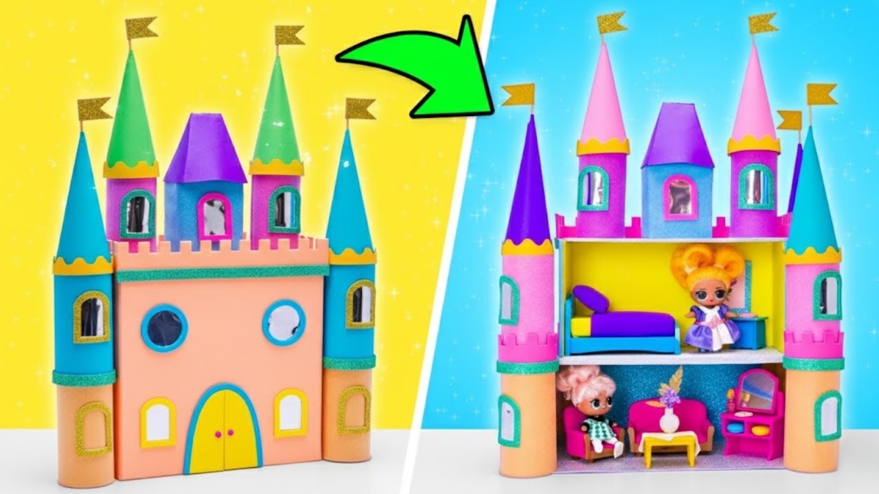 Мы построили волшебный замок для кукол DIY домик из картона 🏰✨