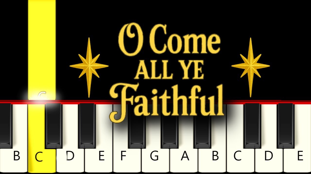 O Come All Ye Faithful - Christmas - Very Easy and Slow Piano Tutorial - Beginner