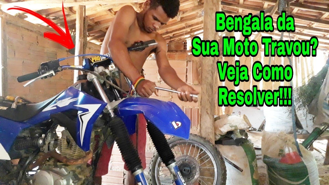 BENGALA DA MOTO TRAVADA/ BROS COM ROUPA DA CRF SUSPENSÃO DA XR 200 TRAVADA