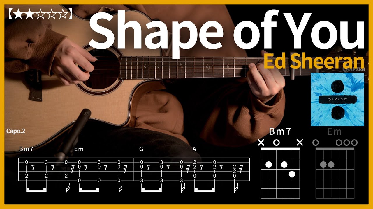 475.Ed Sheeran - Shape of You 기타커버 【★★☆☆☆】 | Guitar tutorial |ギター 弾いてみた 【TAB譜】