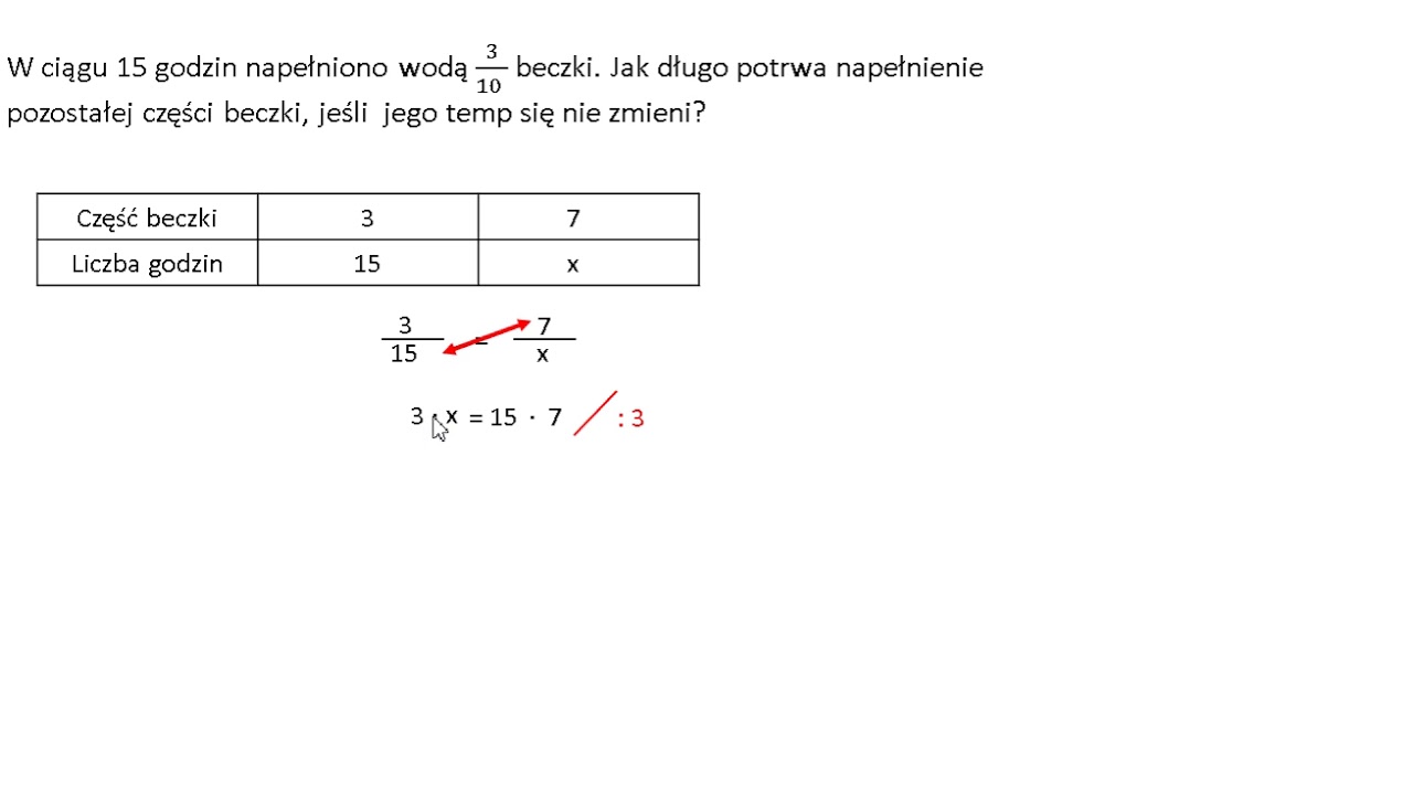 Jak długo potrwa napełnienie pozostałej części beczki? Wielkości wprost proporcjonalne.