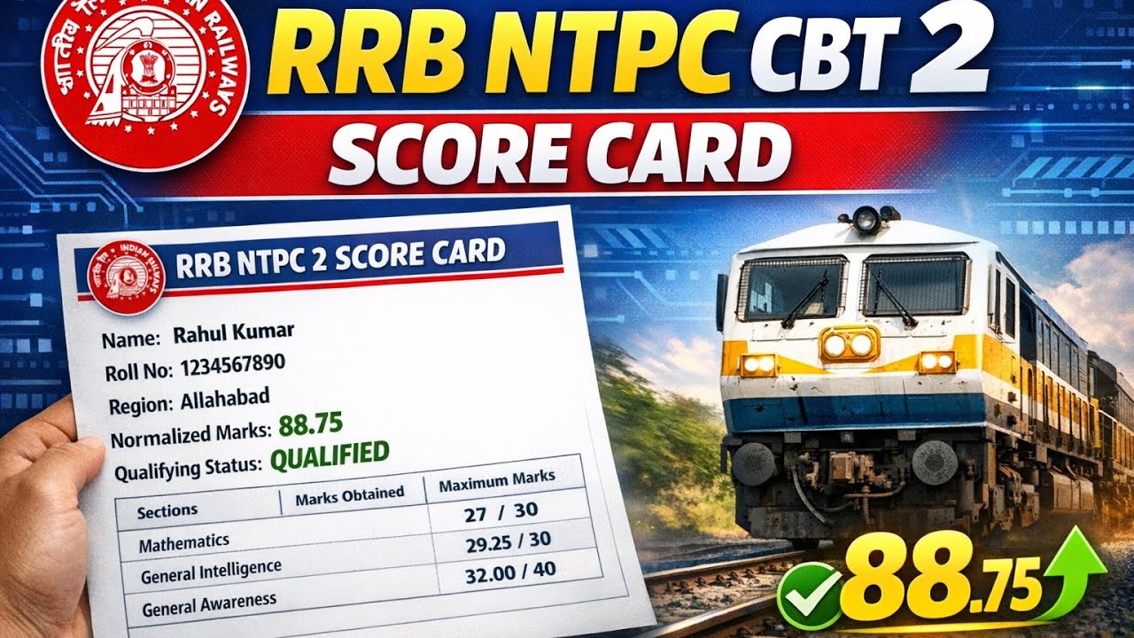 Rrb ntpc UG cbt 2 score card 2024