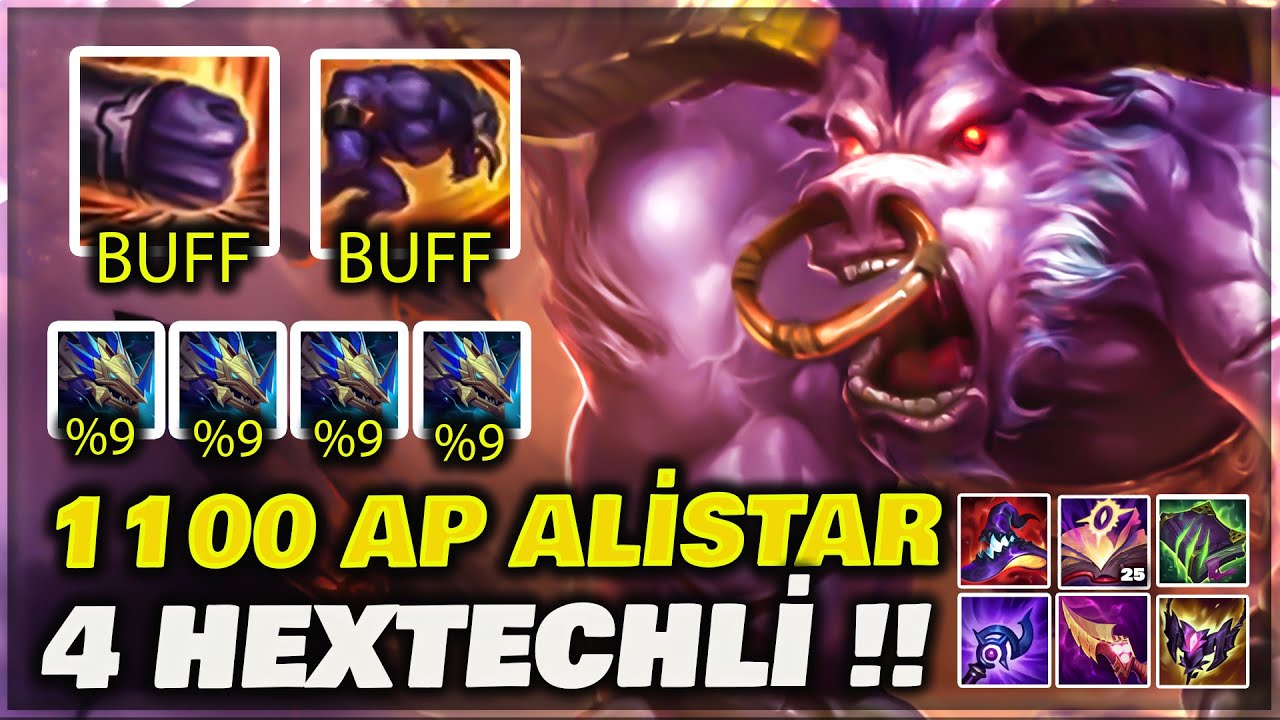 ALİSTAR YENİ BUFF !! 1100 AP 4 HEXTECH RUHLU MİD ALİSTAR !! HER ŞEYE TEK !! | Ogün Demirci