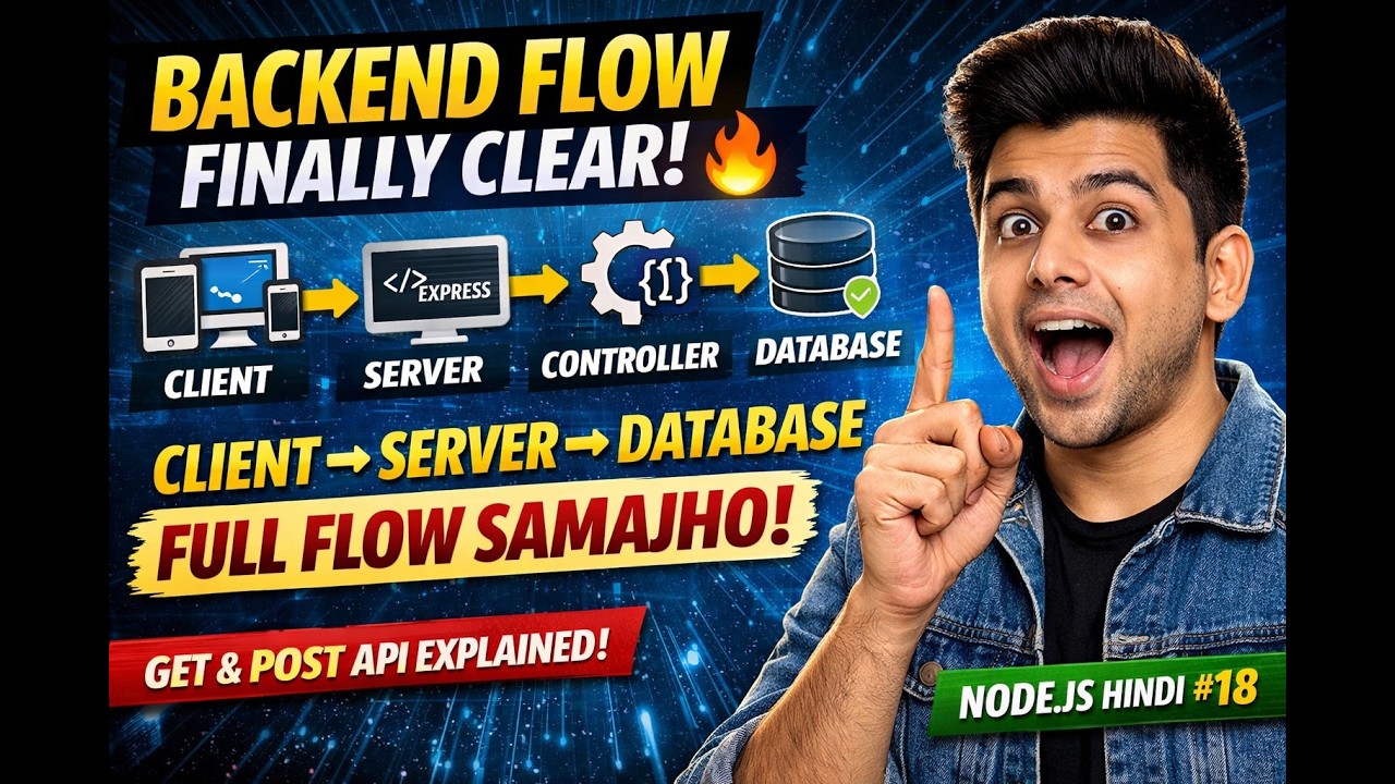 Backend Flow Finally Clear 🔥 Client → Server → Database Explained Simply | Node.js Hindi #18