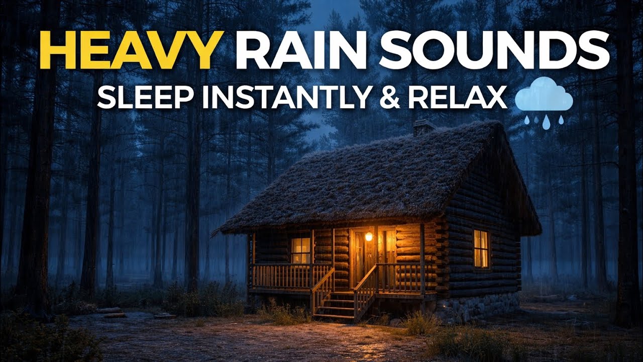 Heavy Rain Sounds on Cozy Cabin 🌧️ Fall Asleep Instantly & Stay Asleep All Night