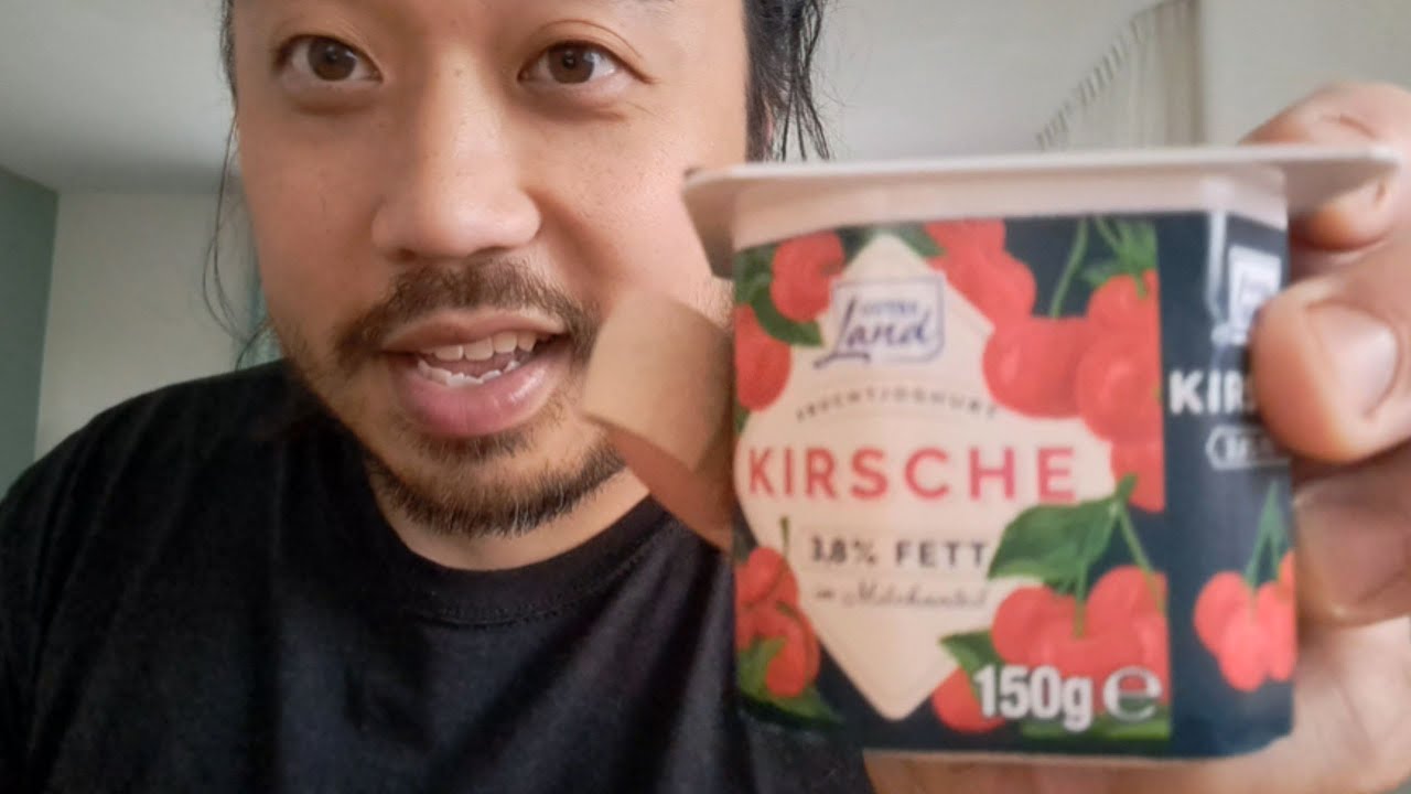 ASMR Eating Sounds - Cherry Yoghurt 🍒 🍶